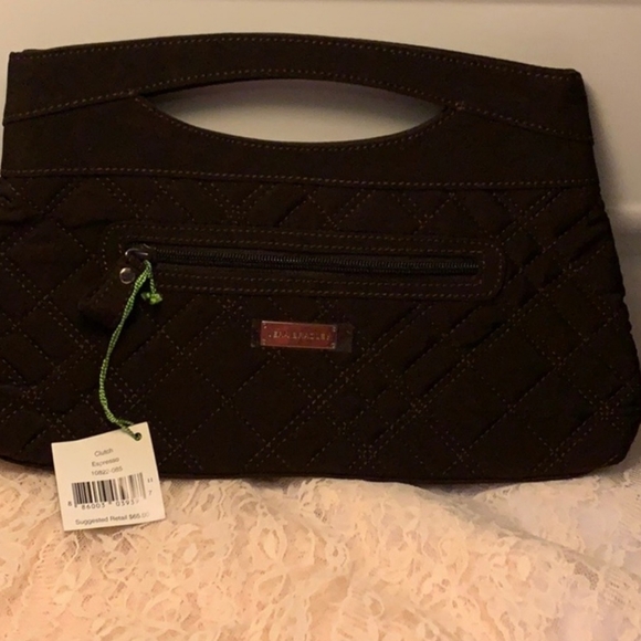 Vera Bradley Handbags - Vintage Vera Bradley Espresso Quilted Clutch NWT